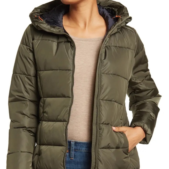 NWT Save the Duck Taylor Hooded Puffer Coat Evergreen Sz S - Picture 12 of 12